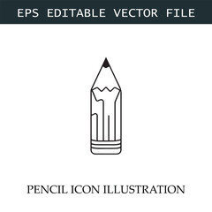 Pencil Icon Black and White Vector Design Image Illustration
