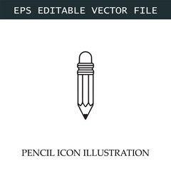 Pencil Icon Black and White Vector Design Image Illustration
