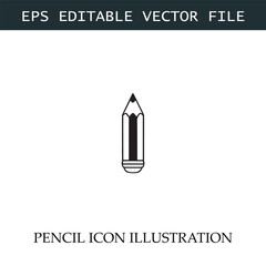 Pencil Icon Black and White Vector Design Image Illustration
