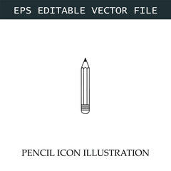 Pencil Icon Black and White Vector Design Image Illustration
