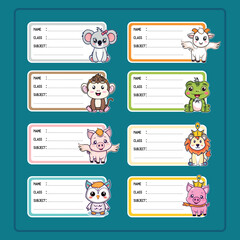 Adorable animal name tags for school supplies. Animal School Labels.