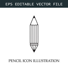 Pencil Icon Black and White Vector Design Image Illustration
