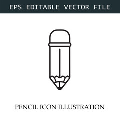 Pencil Icon Black and White Vector Design Image Illustration
