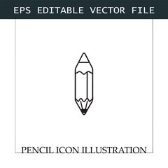 Pencil Icon Black and White Vector Design Image Illustration
