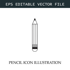 Pencil Icon Black and White Vector Design Image Illustration
