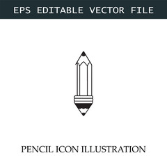 Pencil Icon Black and White Vector Design Image Illustration
