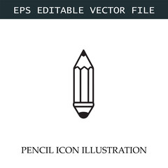 Pencil Icon Black and White Vector Design Image Illustration
