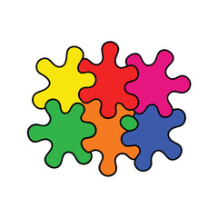 Obraz premium Six colorful paint splatter design in a grid