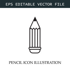 Pencil Icon Black and White Vector Design Image Illustration
