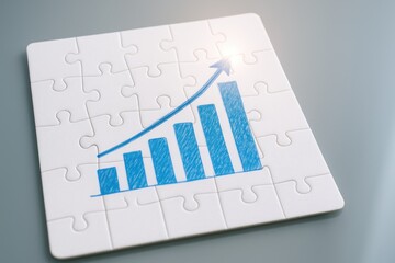 Puzzle Piece with Drawn Graph Indicating Growth and Progress in Business Conceptual Visualization for Success and Strategy Planning