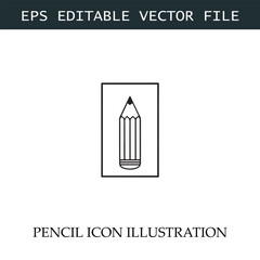 Pencil Icon Black and White Vector Design Image Illustration
