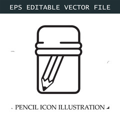 Pencil Icon Black and White Vector Design Image Illustration
