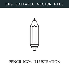 Pencil Icon Black and White Vector Design Image Illustration
