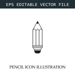 Pencil Icon Black and White Vector Design Image Illustration
