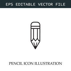 Pencil Icon Black and White Vector Design Image Illustration
