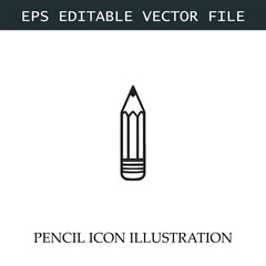 Pencil Icon Black and White Vector Design Image Illustration
