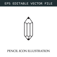 Pencil Icon Black and White Vector Design Image Illustration
