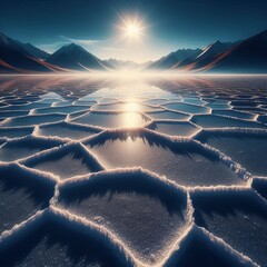 glittering under midday sun cracked into