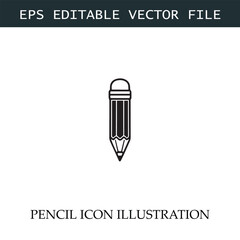 Pencil Icon Black and White Vector Design Image Illustration
