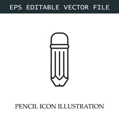 Pencil Icon Black and White Vector Design Image Illustration

