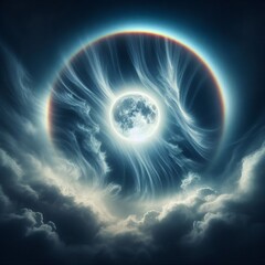 Lunar in high cirrus clouds