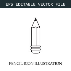 Pencil Icon Black and White Vector Design Image Illustration
