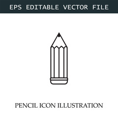 Pencil Icon Black and White Vector Design Image Illustration
