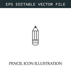 Pencil Icon Black and White Vector Design Image Illustration
