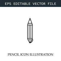 Pencil Icon Black and White Vector Design Image Illustration
