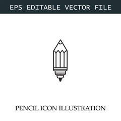 Pencil Icon Black and White Vector Design Image Illustration
