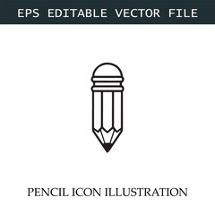 Pencil Icon Black and White Vector Design Image Illustration
