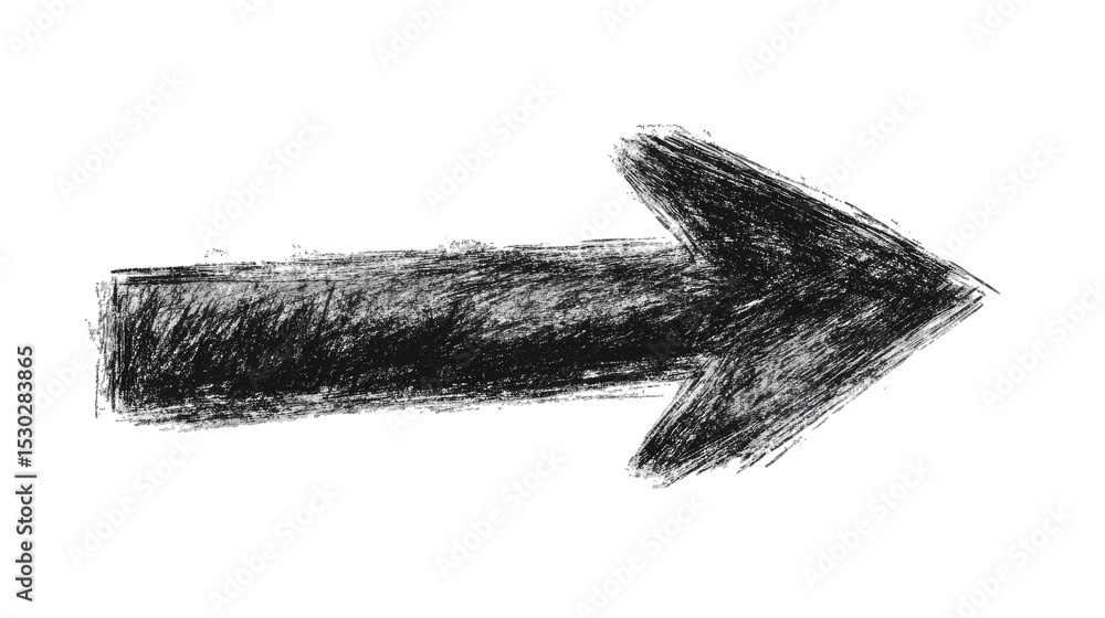 Poster a hand-drawn black arrow pointing to the right the arrow has a rough textured look as if it were dra