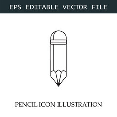 Pencil Icon Black and White Vector Design Image Illustration
