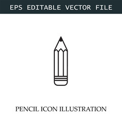Pencil Icon Black and White Vector Design Image Illustration
