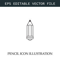 Pencil Icon Black and White Vector Design Image Illustration
