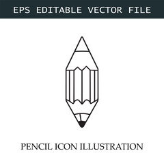 Pencil Icon Black and White Vector Design Image Illustration
