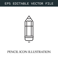 Pencil Icon Black and White Vector Design Image Illustration
