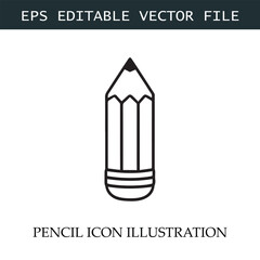 Pencil Icon Black and White Vector Design Image Illustration
