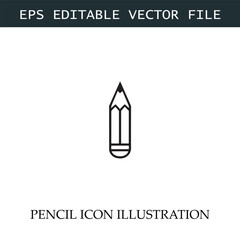 Pencil Icon Black and White Vector Design Image Illustration
