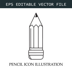 Pencil Icon Black and White Vector Design Image Illustration

