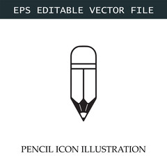 Pencil Icon Black and White Vector Design Image Illustration
