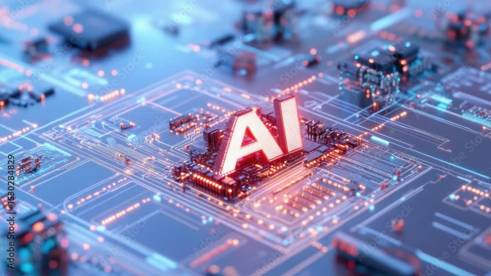 Poster ai technology circuit: a futuristic glimpse into the world of artificial intelligence, showcasing a 