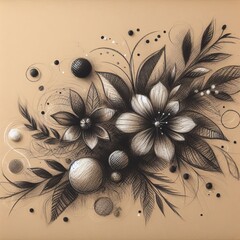 on Kraft Detailed textured charcoal drawings