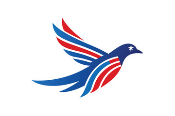 Bird in flight with stars and stripes motif vector art illustration