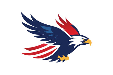 Soaring eagle holding USA flag in claws vector art illustration