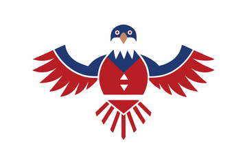 Fototapeta premium Tribal eagle with patriotic symbols vector art illustration