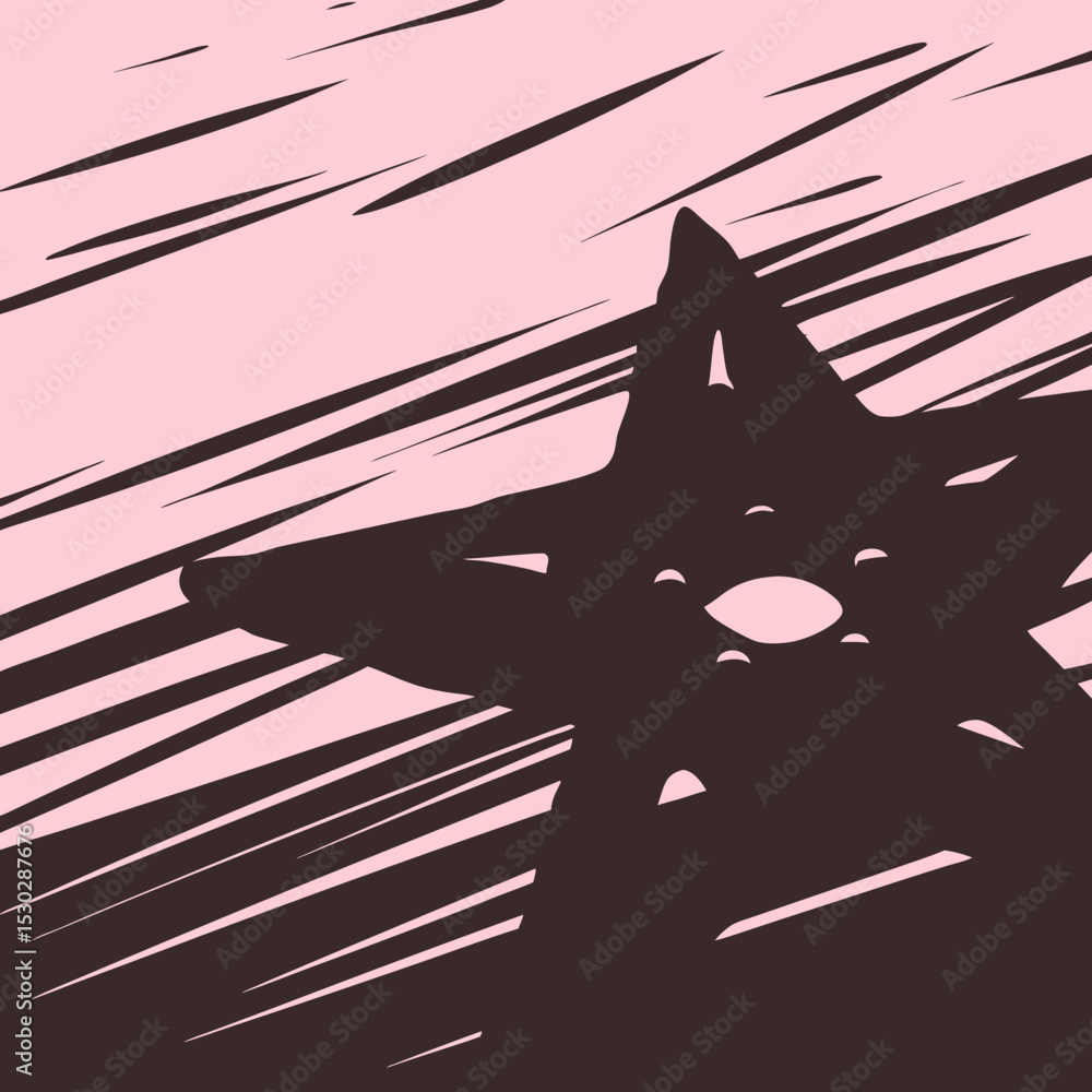 Poster abstract star with linear pattern on a pink background