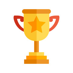 Golden trophy cup with star representing victory and success