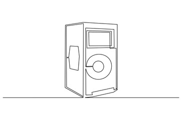 Continuous one line drawing of A new black bookshelf speaker. Single line drawing illustration of Speaker Music. Party equipment concept vector art. Doodle line illustration.
