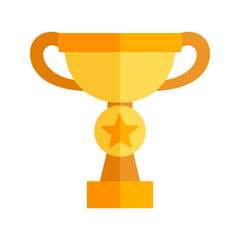 Golden trophy cup with star representing victory and success